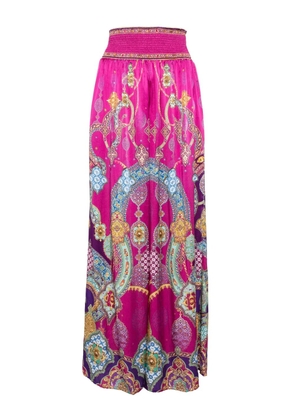 Camilla all-over print silk pants - Purple