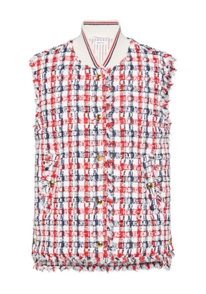 Thom Browne gingham satin-ribbon tweed quilted vest - Red