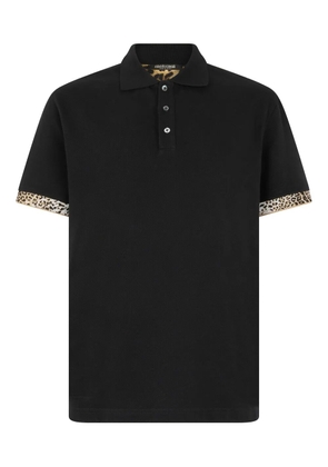 Roberto Cavalli jaguar-print cuff polo shirt - Black