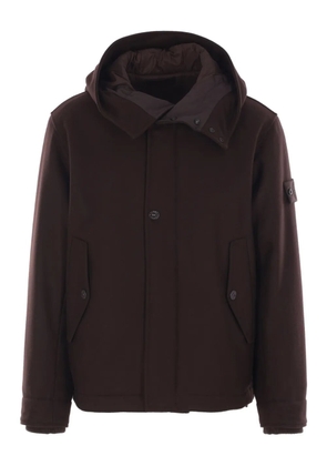 Stone Island hooded button-fastening coat - Brown