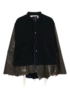midorikawa leather panelled coat - Black