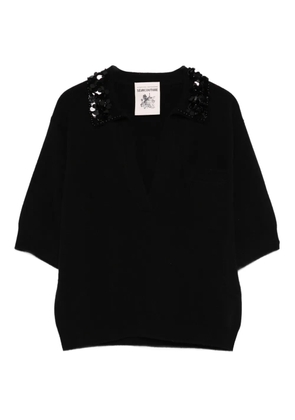 Semicouture embellished-collar wool sweater - Black