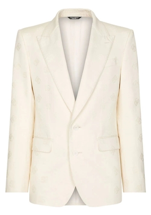 Dolce & Gabbana DG-logo jacquard single-breasted blazer - Neutrals