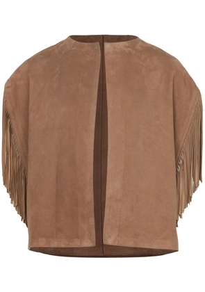 Yves Salomon fringed-trim jacket - Brown