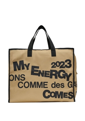 Comme Des Garçons logo cotton tote bag - Neutrals