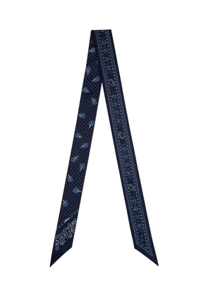 Longchamp French Bandana printed silk neck scarf - Blue