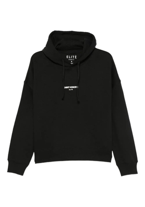 Elite drawstring-hood cotton hoodie - Black