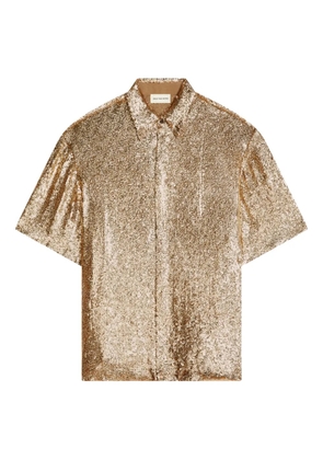 DRIES VAN NOTEN sequined short-sleeve shirt - Gold