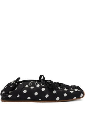 GANNI polka-dot lace-up ballet flats - Black