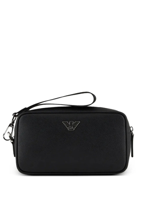 Emporio Armani logo-plaque wash bag - Black