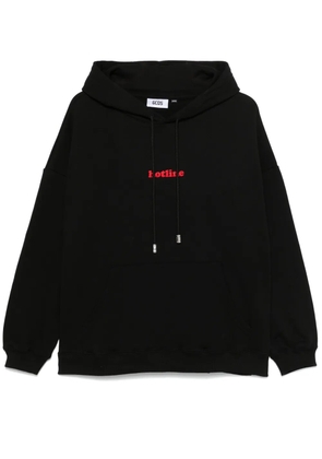 GCDS Hotline-embroidered hoodie - Black