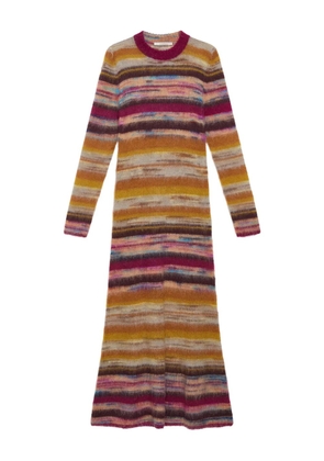 MALIPARMI striped-pattern mohair maxi dress - Yellow
