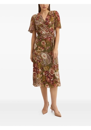Lauren Ralph Lauren floral-print wrap midi dress - Green