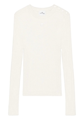 Courrèges embroidered logo ribbed-knit sweater - White