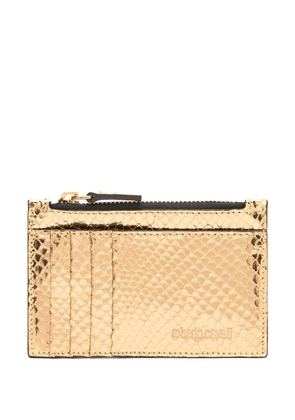 Roberto Cavalli metallic leather card holder - Gold