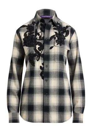 Ralph Lauren Collection checked beaded-embroidery shirt - Black