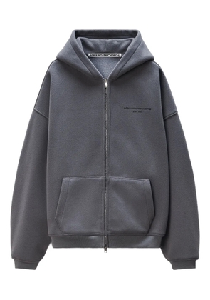 Alexander Wang logo-detail zip-up hoodie - Grey