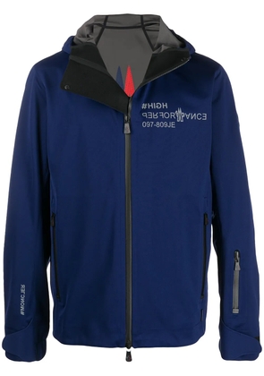 Moncler Grenoble logo print zip-up jacket - Blue