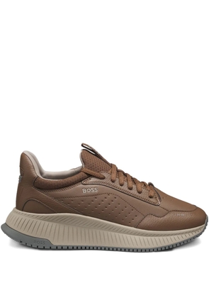 BOSS perforated leather sneakers - Brown