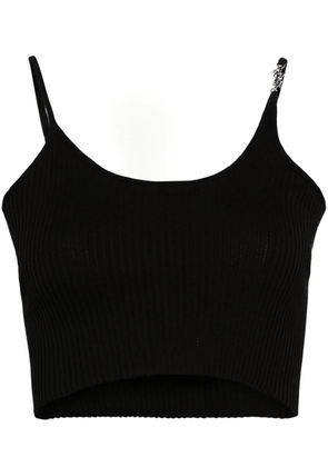 AMIRI logo-plaque ribbed-knit top - Black