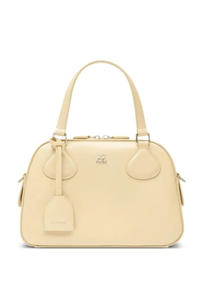 Courrèges logo plaque leather bowling bag - Neutrals