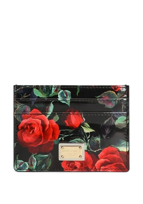 Dolce & Gabbana rose-print cardholder - Black