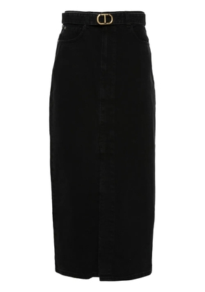 TWINSET belted denim midi skirt - Black