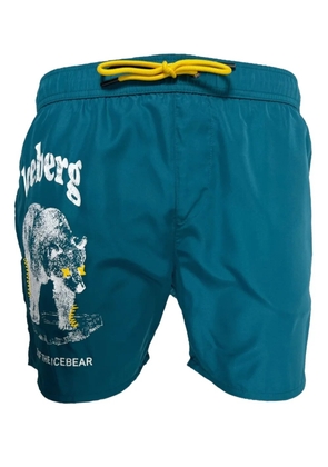 Iceberg bear-print swim trunks - Blue