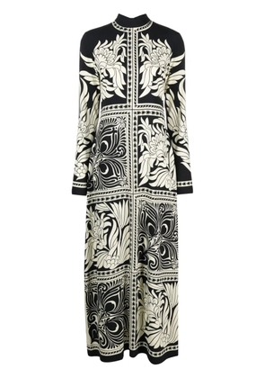 La DoubleJ Halle placée-print maxi dress - Black