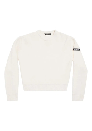 Balenciaga logo-patch stretch-wool jumper - White