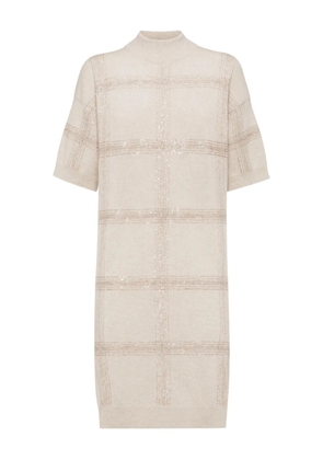 Brunello Cucinelli mock-neck midi dress - Neutrals