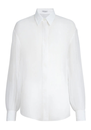 Brunello Cucinelli monili-detail silk shirt - White