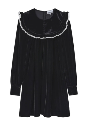 GANNI ruffled collar dress - Black