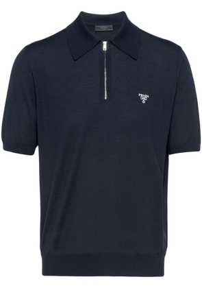 Prada half-zip wool polo shirt - Blue