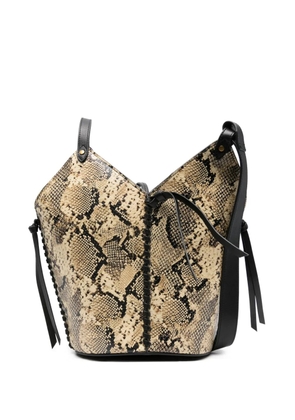ISABEL MARANT snakeskin-print drawstring tote bag - Black