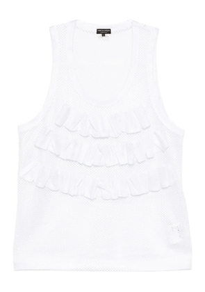 Comme des Garçons Homme Plus mesh raffled vest - White