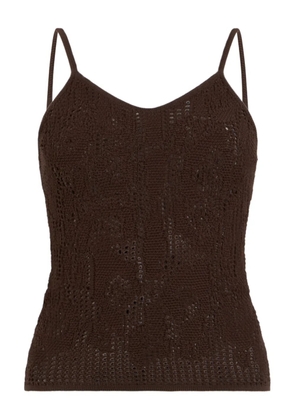 Roberto Cavalli crochet-effect sleeveless spaghetti-strap top - Brown