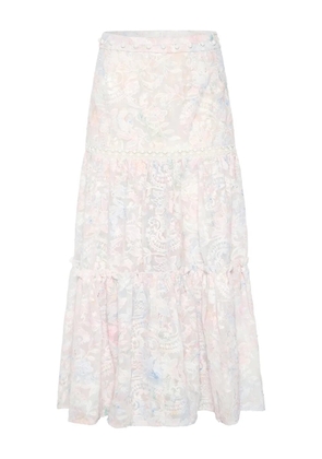 IXIAH Affliction floral ruffled-detail maxi skirt - White