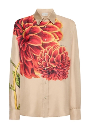 Pierre-Louis Mascia dahlia print silk shirt - Neutrals