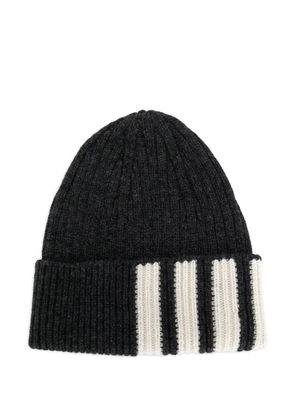 Thom Browne 4-Bar Stripe Cashmere Rib Hat - Grey