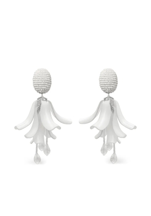 Oscar de la Renta beaded floral earrings - White