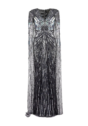 Jenny Packham sequin-embellished cape maxi dress - Black