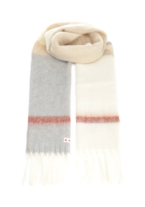 Marni gradient-striped wool scarf - White