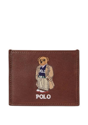 Polo Ralph Lauren small embroidered Polo Bear leather card holder - Brown
