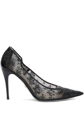 Genny crystal-embellished pointed pumps - Black