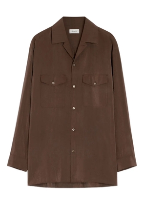 LEMAIRE cuban-collar patch-pocket shirt - Brown