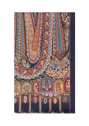 ETRO paisley fringed scarf - Blue