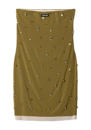 Miu Miu knit logo label mini-dress - Green