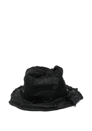 Yohji Yamamoto interwoven fedora hat - Black