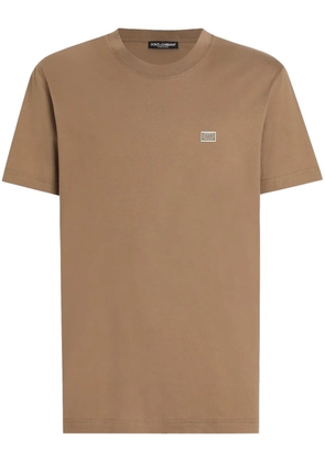 Dolce & Gabbana logo-plaque cotton T-shirt - Brown